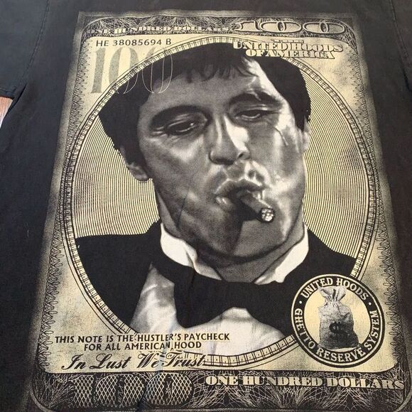 VTG Scarface T Shirt Movie Promo Tony Montana Pro Tag Super Heavy XL Money Cigar - Picture 2 of 6